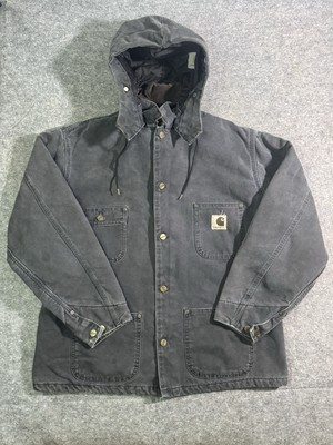 #ad #ad Vintage Carhartt Jacket Mens Large Gray Chore Coat Canvas Workwear Blanket Lined $164.99