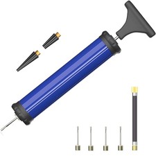 Portable Ball Pump,Air Pump Inflator Kit with Needle,Nozzle, Manual / Blue