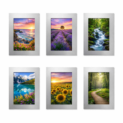 6er Set Silber Bilderrahmen 4x6'' Modern Chrom Stil Bilderrahmen Großeinkauf