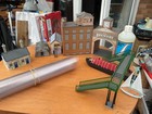 HORNBY OO GAUGE TRACKSIDE BREWERY BUILDINGS AND BOATS AND WATER VGC JOB LOT