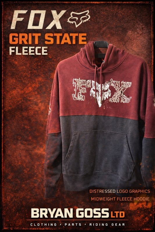 FOX Racing Mens Hoodie - Grit State Fleece Pullover (Dark Maroon) BNWT Medium