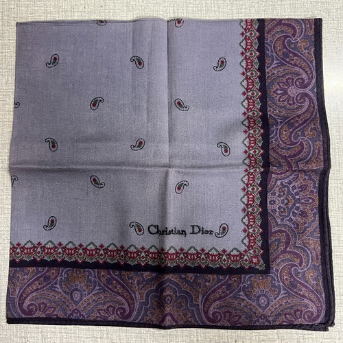 MAN HANDKERCHIEF PAISLEYS PURPLE CLASSIC VTG COTTON POCKET ART SQUARE 18” #CD36 - Picture 2 of 3