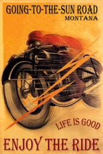 Motorcycle Bike Enjoy The Ride in Going to the Sun Road Montana Poster FREE S/H