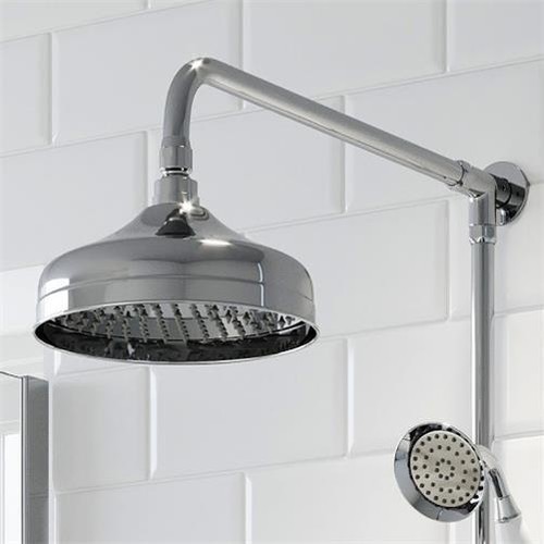 Traditional Thermostatic Mixer Shower Exposed Adjustable & Fixed Head Silver - Picture 2 of 10