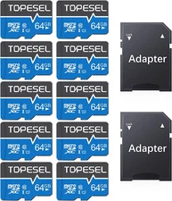 10-Pack 64GB Micro SD Card Class 10 Micro-Sdxc Memory Card UHS-I, High Speed Fla