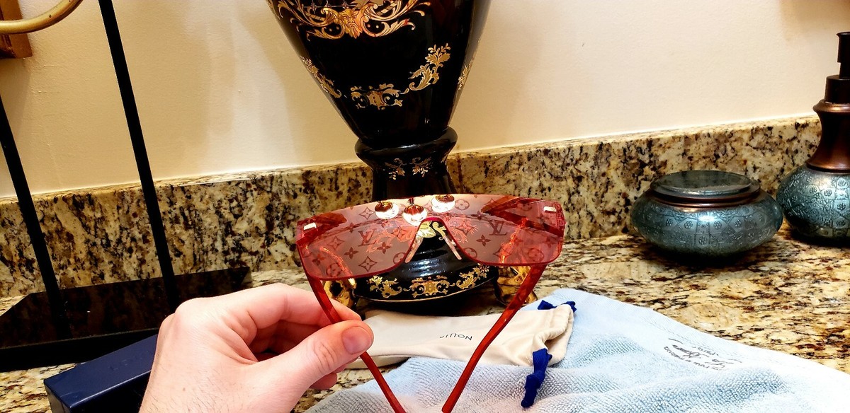 Louis Vuitton Supreme Collab Red City Mask Sunglasses Sold Louis Vuitton Supreme Collab Red City Mask Sunglasses Sold