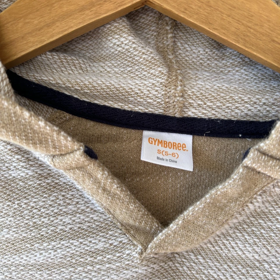 Suéter Gymboree Niños Pequeño 5/6 Con Capucha Beige Pullover Bolsillo Foto 3 de 4