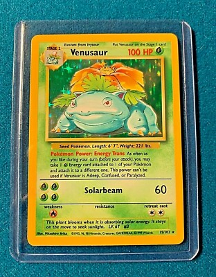 1999 Pokemon VENUSAUR Base Set 15/102 HOLO Rare Card WOTC Very