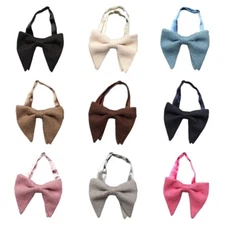 Men's Linen Cotton Oversize Big Bow Tie Wedding Party Tuxedo Business Bow Tie