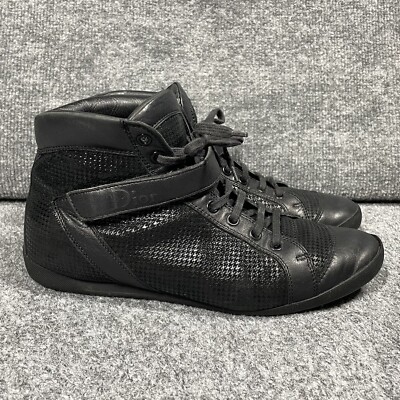 Christian Dior Leather Shoes Women Size 38 Black High Top Sneakers