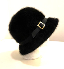 VINTAGE KANGOL MADE IN ENGLAND RACHEL ANGORA FURGORA BLACK FEDORA HAT WOMEN'S OS
