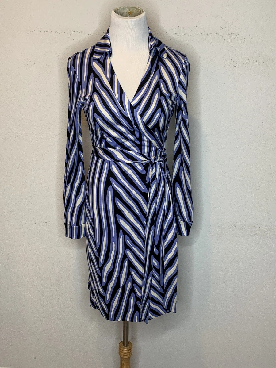 Diane Von Furstenberg DVF New Jeanne Two Wrap Dress Silk Long Sleeve Sz 4