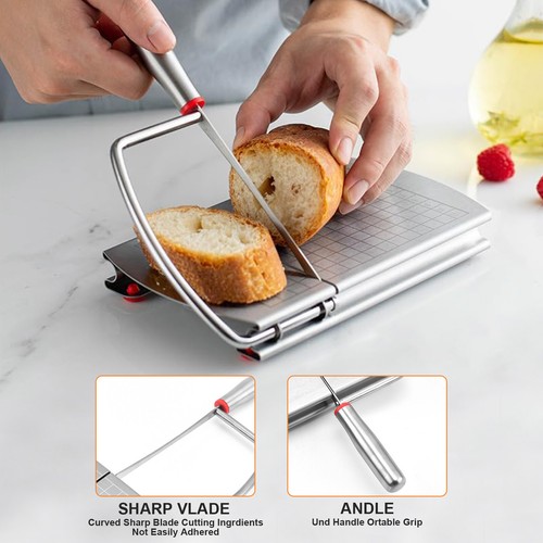 Cheese Slicer Cutter Board Stainless Steel Wire Cutting Hand Tool w/Size Scale - Picture 9 of 14