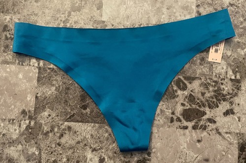 NEU MIT ETIKETT VICTORIA'S SECRET KLEINES BLAUES SATIN GLATT DICKES SELTENES TANGA-HÖSCHEN OHNE SHOW