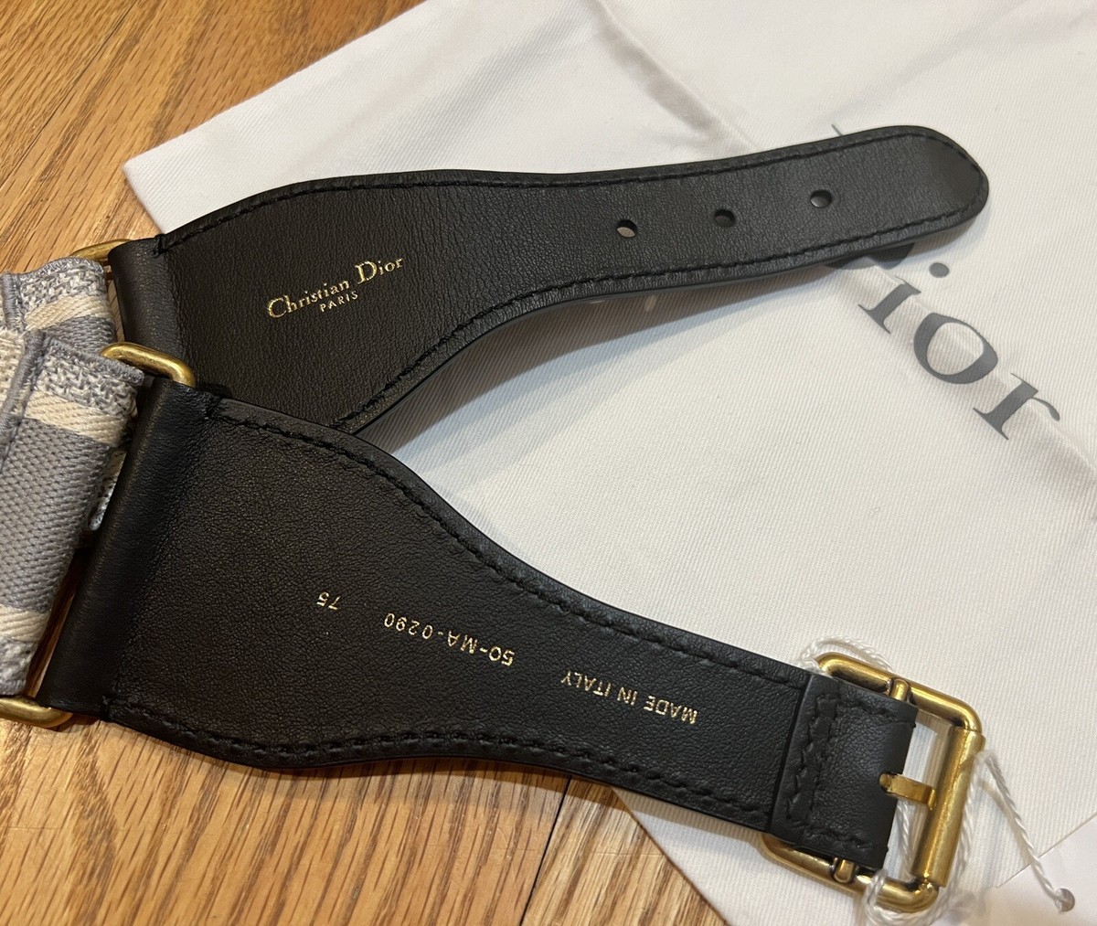Dior ベルト サイズ75 NEW Christian Dior Large Canvas Belt in Grey/Cream Size