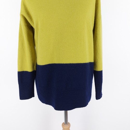 Tahari Size XL (Fits Large) Green Navy 100% Extra Fine Merino Wool Boxy Jumper - Picture 4 of 7