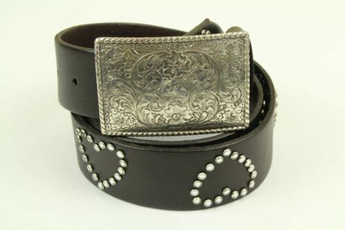 Ceinture Western Cowboy En Simili Cuir - Noir 120 Cm - Boucle Texas - Neuve