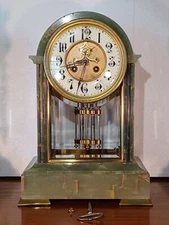 Antique FRENCH Neo-Classical Onyx & Crystal Clock by S Marti et Cie: ON SALE!!