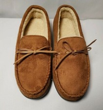 Sz M Isotoner Mens Isotoner Closed Toe Slip On Slippers, Cognac, New Sz 8-9