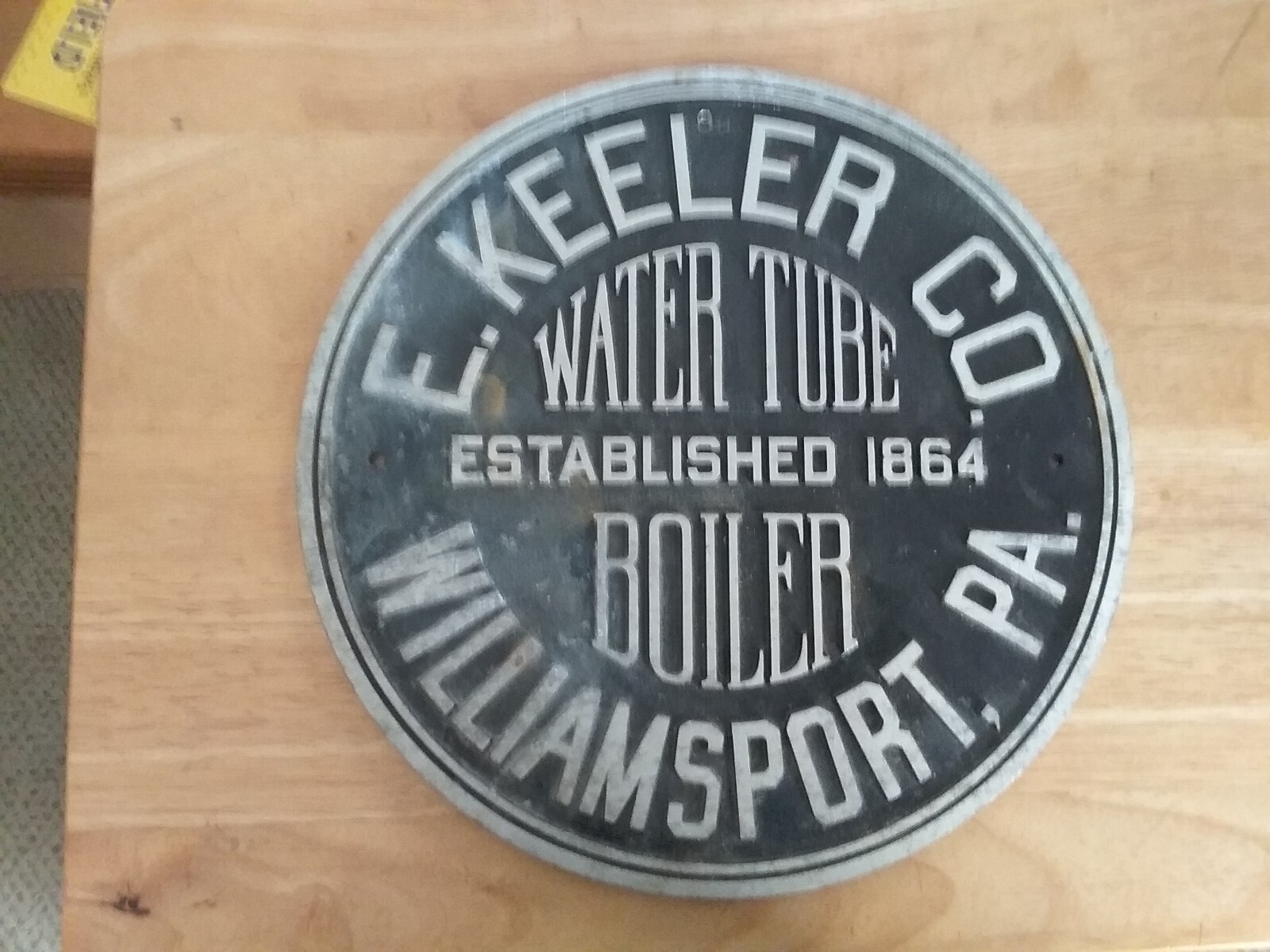 Vintage E.Keeler Co. Williamsport,Pa. Water Tube Boiler Aluminum Sign