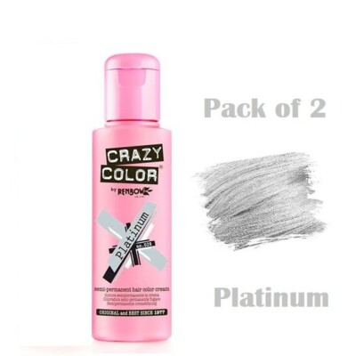 2 x Crazy Color Semi Permanent Haarfarbe Platinum - 100ml (2er Pack)