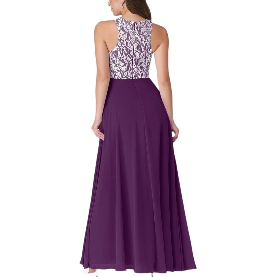 AZAZIE | Kate трапециевидное кружевное шифоновое напольное платье для подружки невесты фиолетовое белое A6 - Изображение 2 из 4