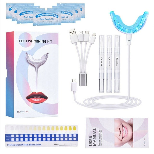 LED Teeth Whitening Kits Laser Light Mouth Tray Dental Gel Hi Tooth