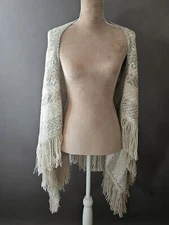 Romeo and Juliet Couture White And Gray Knit Open Shawl Collar Cardigan NWT