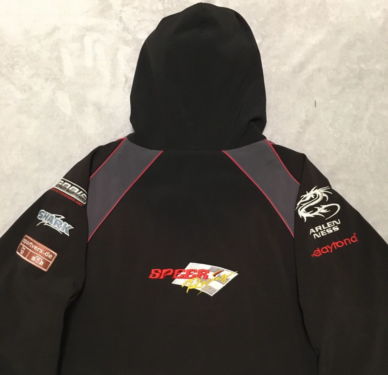 Speer Racing elf Arlen Ness RARE mens Black Motorsport Softshell Jacket size L image 9
