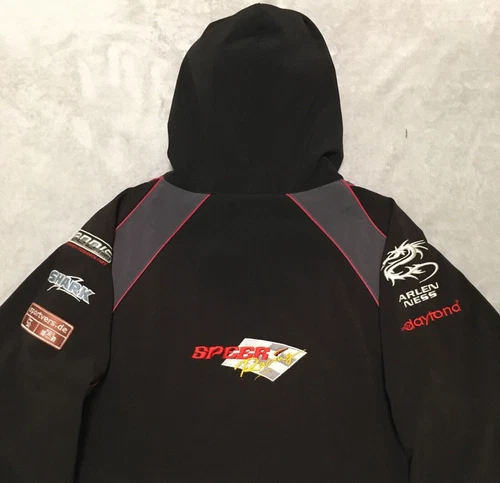 Speer Racing elf Arlen Ness RARE mens Black Motorsport Softshell Jacket size L image 9