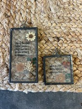 Vintage Set Grandma Grandpa Framed Dried Flowers Pressed Wall Hanging 4  2  Gift