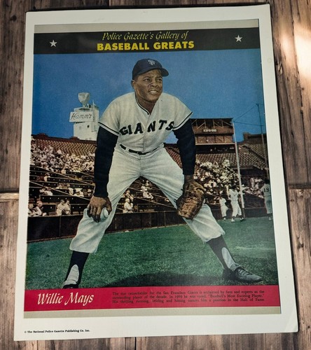 Vintage National Police Gazette Willie Mays Poster Print Promo MLB 14”x 11”