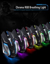 Gaming Mouse LED Breathing Fire 4 Button Silent USB Wired 1600 DPI Laptop PC 5
