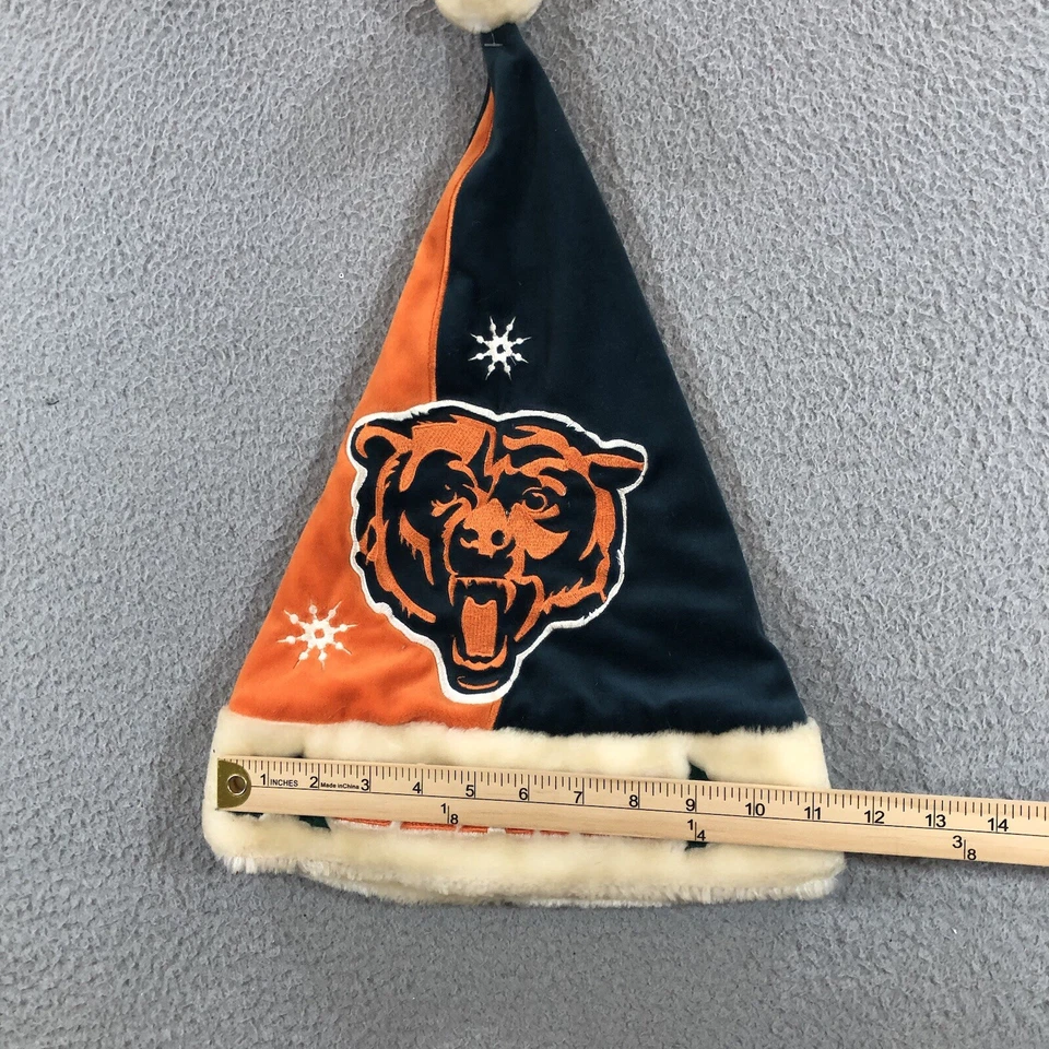 Vtg  Orange CHICAGO BEARS NFL Embroidered Santa Winter Hat - Adult One Size - Image 2 of 4