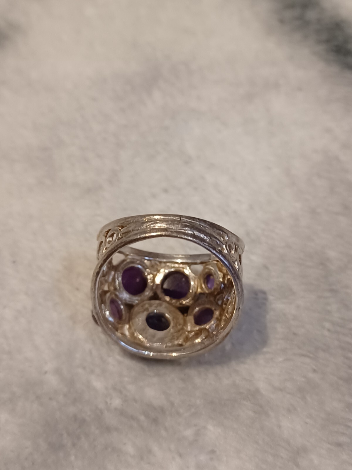 Amethyst Bubble Ring Solid Sterling Silver Round … - image 4