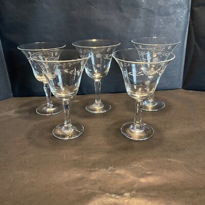 Pioneer Glass Willow Moon Clear 5 Liquor Glasses 4.5'' Tall Occupied Japan