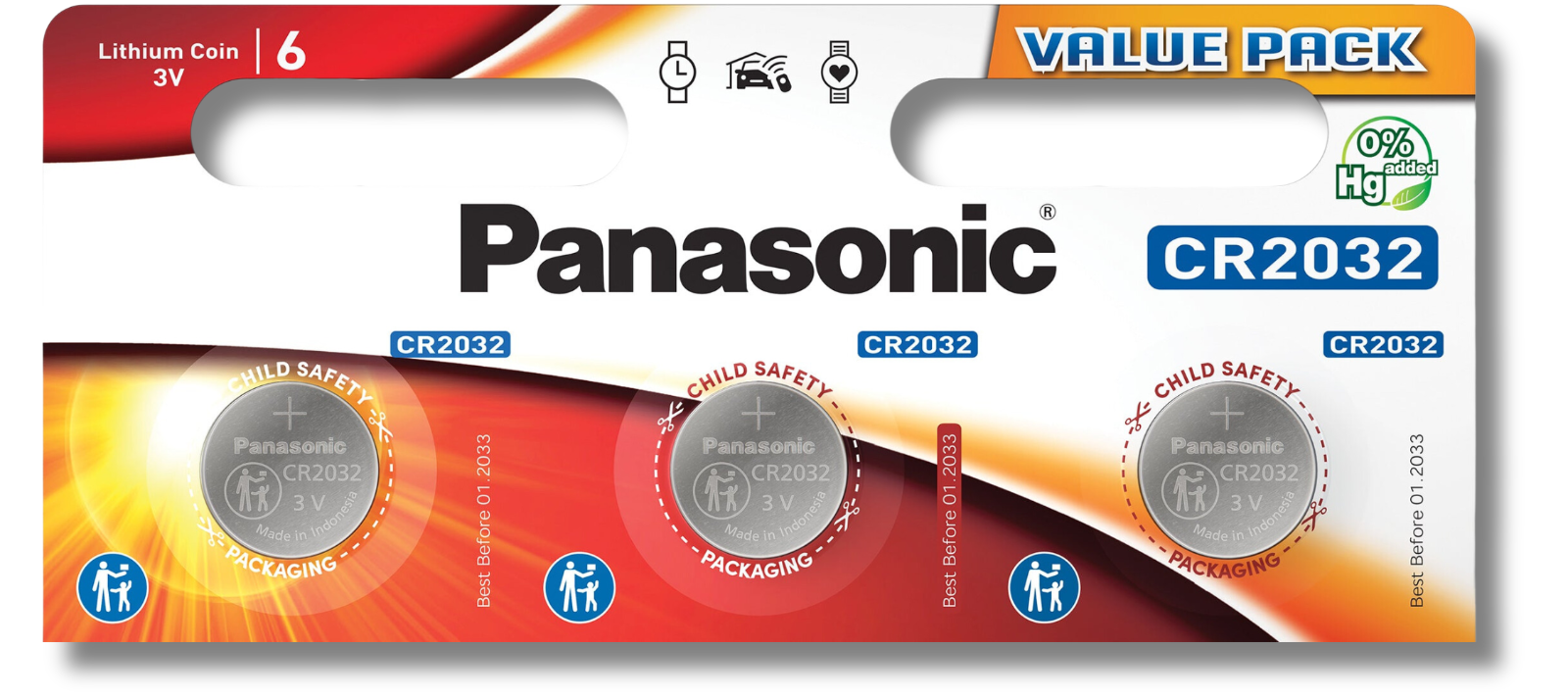 3x PANASONIC CR2032 Batteries 3V Lithium Coin Cell DL2032 *EXPIRY 01/2034*