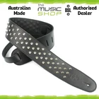 DSL Round Pyramid Stud Metal Black 2.5" Leather Guitar Strap - RPS25-15-1