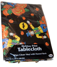 New Halloween Vinyl Tablecloth 52x90 inches Scarecrow Pattern