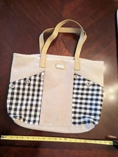 Sun 'N' Sand Large Beach Casual Canvas Shoulder Tote Bag Boho Checkered 