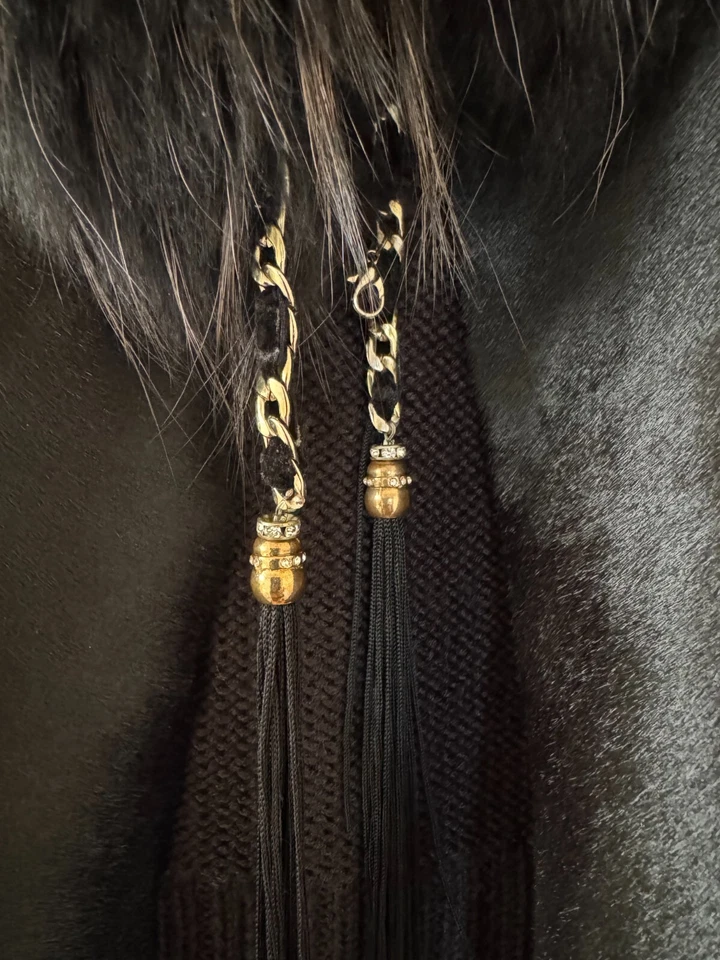 Chaleco negro Sportmax by Max Mara pelo de becerro genuino, piel de mapache y piel de cordero nuevo sin etiquetas Foto 3 de 4