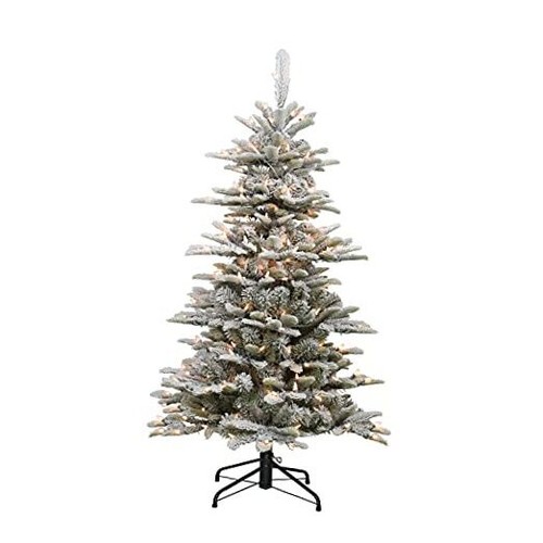 PreLit 4.5' Slim Christmas Tree 4.5' Flocked Aspen Fir 200 Clear