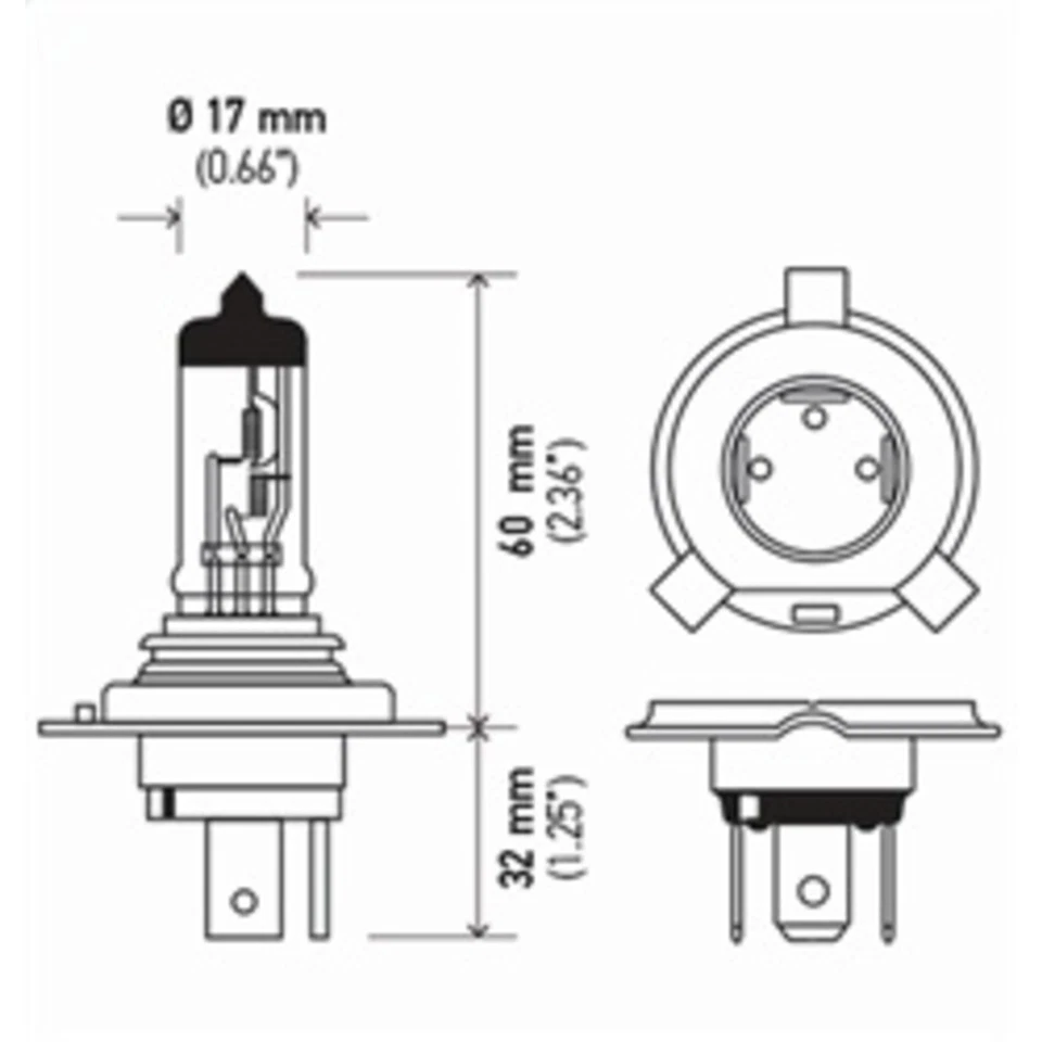 Hella H4 100/55WTB Faro de conducción Faro Bombilla Derecha o Izquierda Foto 4 de 4