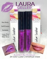 2x Discontinued Laura Geller Color Luster Lip Gloss AMETHYST GLAZE NEW Non-Stick