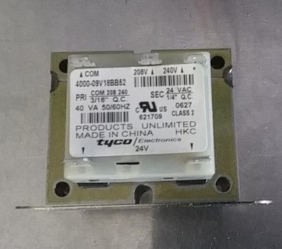 Nordyne TYCO Transformer 4000-09V18BB52 621709 PRI 208-240V SEC 24V 40 VA Tested