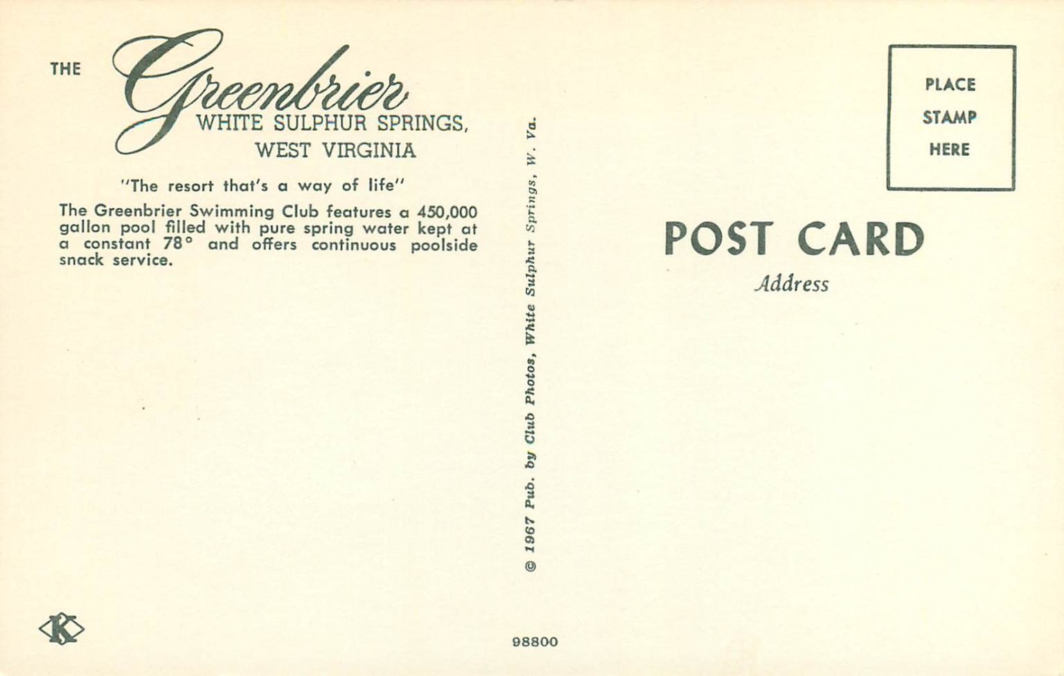 The Greenbrier Resort Poolside Scene White Sulphur Springs WV 1967