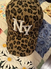 New York Yankees Leopard Print MLB Baseball Cap Brown Black