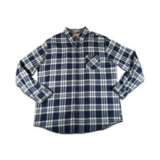 Original Weatherproof Vintage Blue Yellow Plaid Flannel XL Long Sleeve Shirt