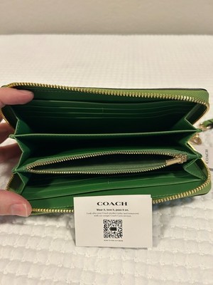 Coach Long Zip Around Wallet in Signature Canvas Green NWT | eBay