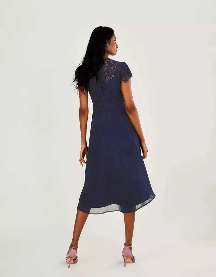 RRP£130 NEW midi dress blue size 8 image 3